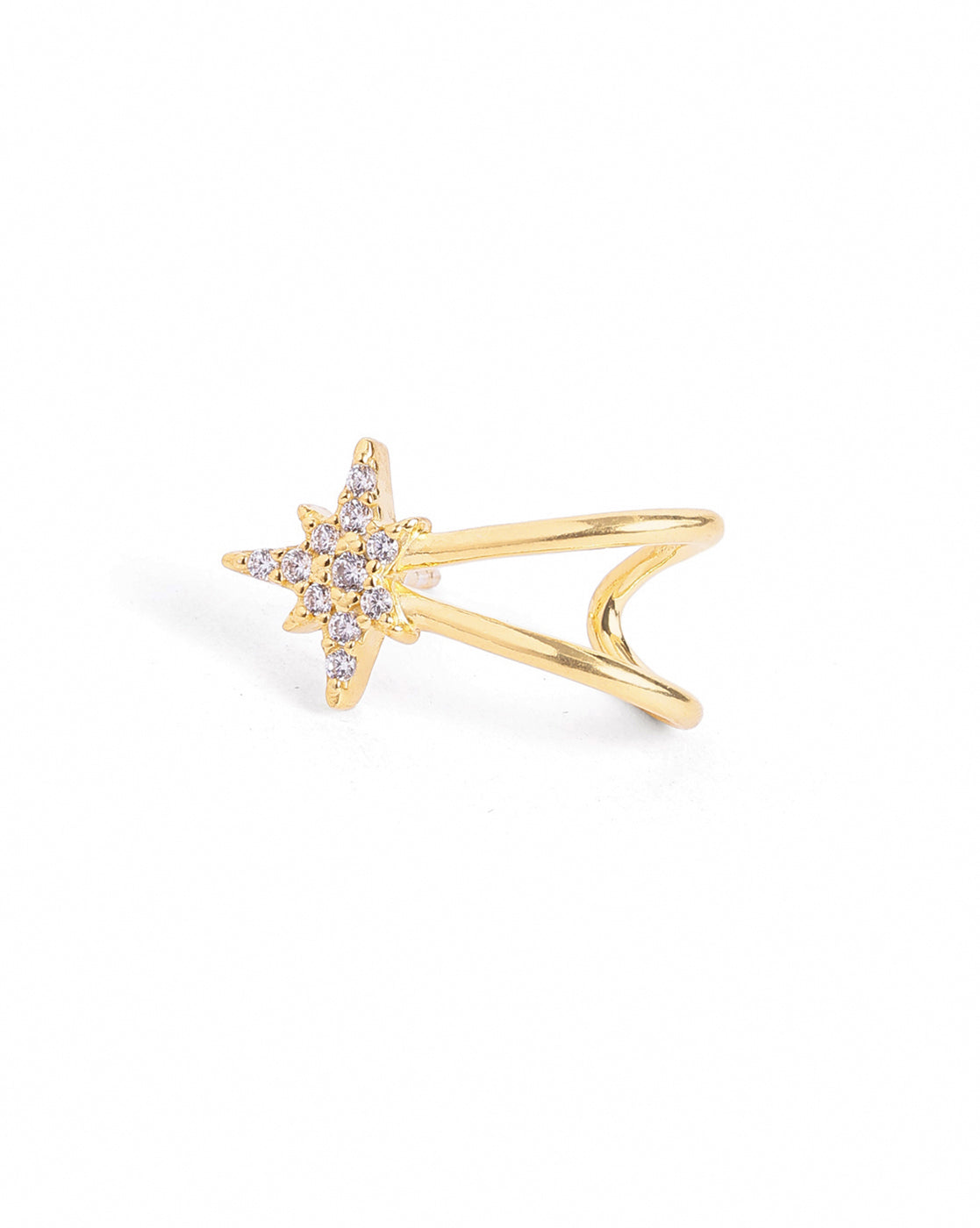18kt Gold Plated CZ Star Half Hoop Earring