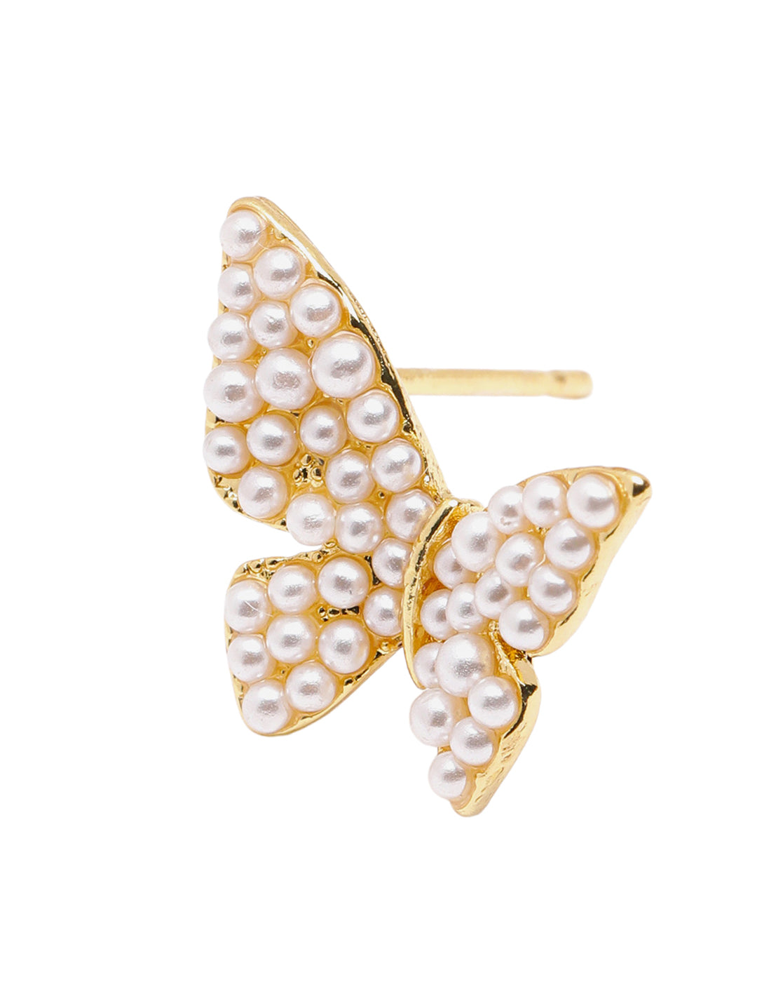 18kt Gold Plated Dainty Butterfly with Mini Pearl Stud Earring