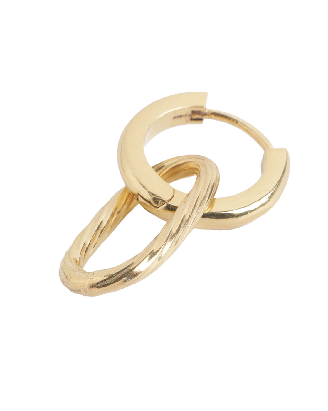 18kt Gold Plated Contemporary Interlocking Twisted Hoop Earring