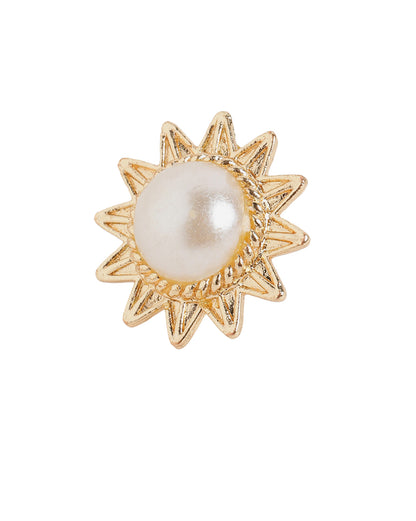 Gold Plated Elegant Pearl Rising Sun Stud Earrings
