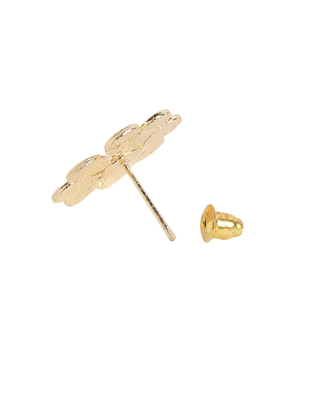 Gold Plated Pearl Textured Blossom Flower Stud Earrings