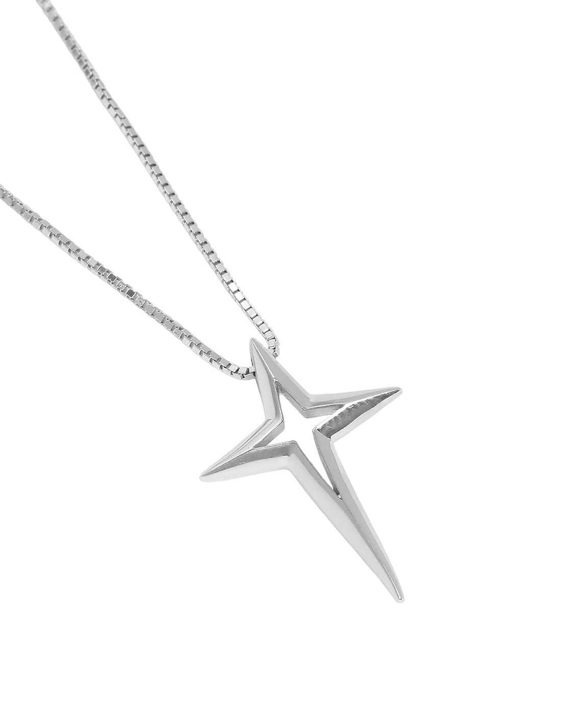 Rhodium Plated Contemporary North Star Pendant for Men