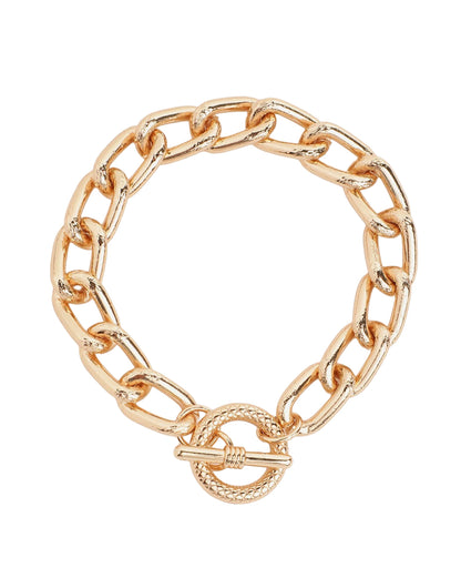 Men Gold Plated Large Cuban Link Toggle Bracelet