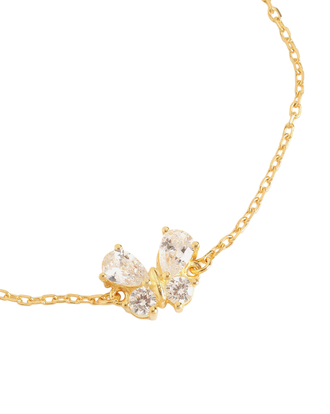 18kt Gold Plated Delicate CZ  Butterfly Charm Adjustable Bracelet