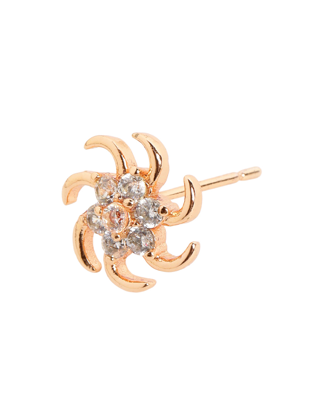 Rose Gold Plated CZ Sparkle Swirl Bold Stud Earring