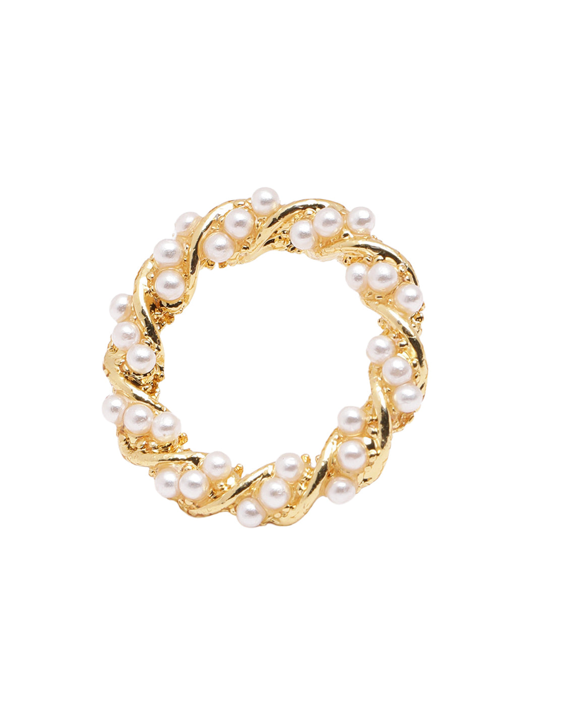 18kt Gold Plated Twisted Round Pearl Stud Earring