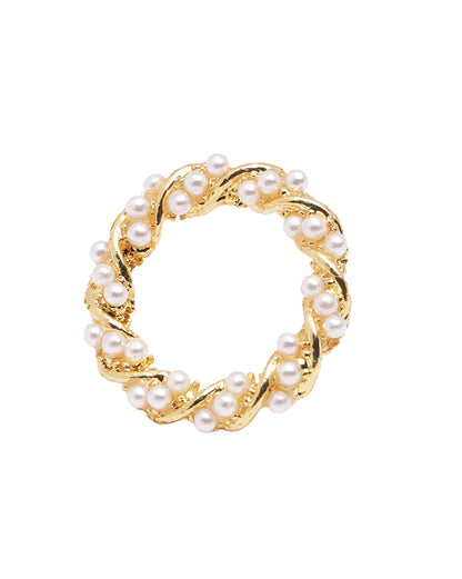 18kt Gold Plated Twisted Round Pearl Stud Earring