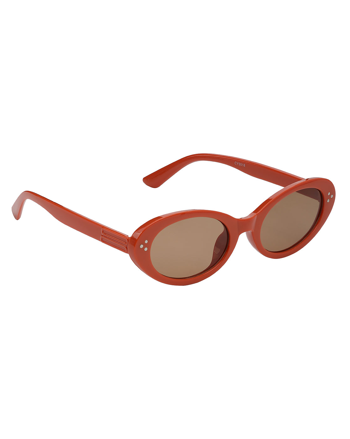 Women Orange Toned UV Protected Brown Lens Oval Sunglasses