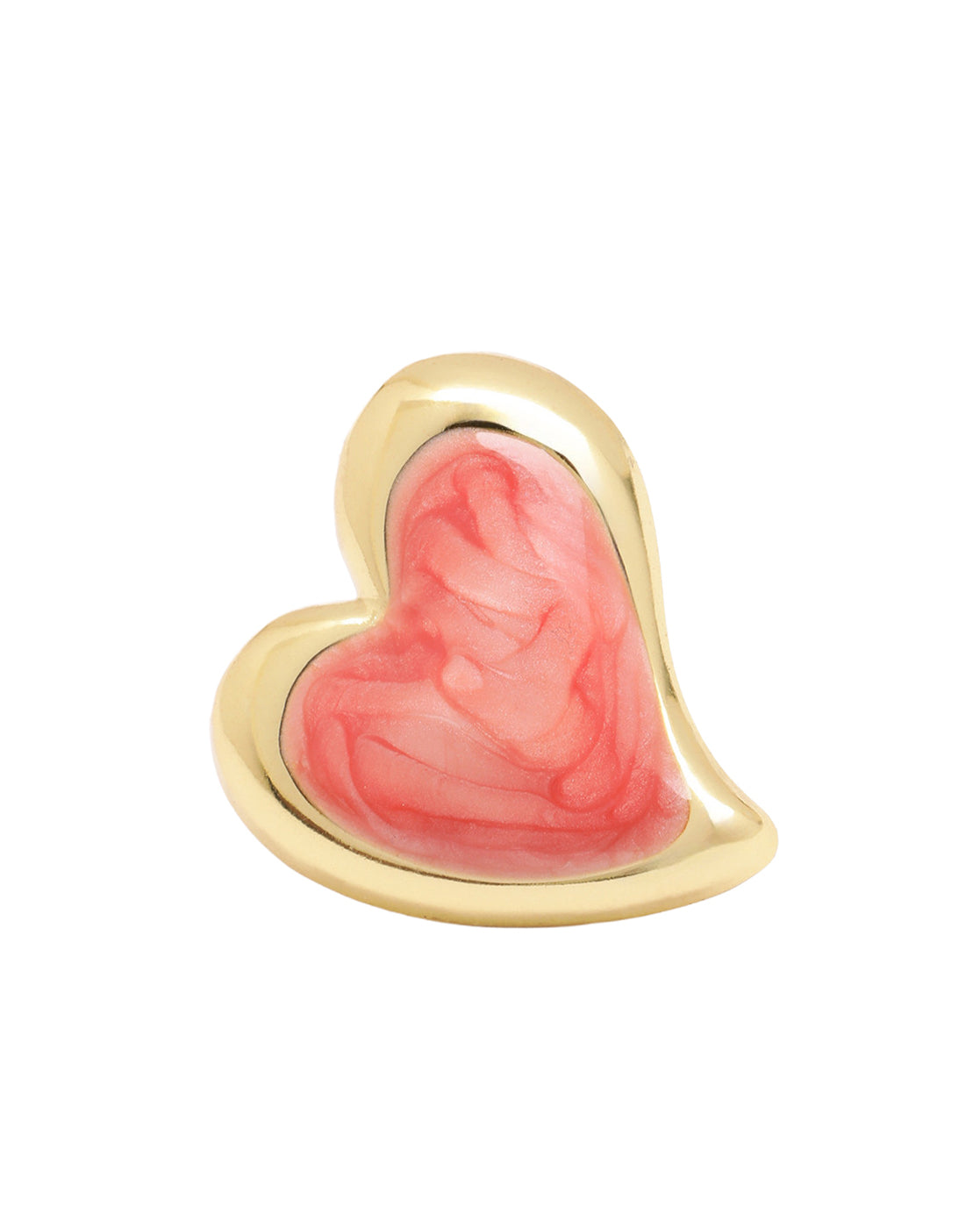 Gold Plated Swirl Enamel Contemporary Heart Stud Earring
