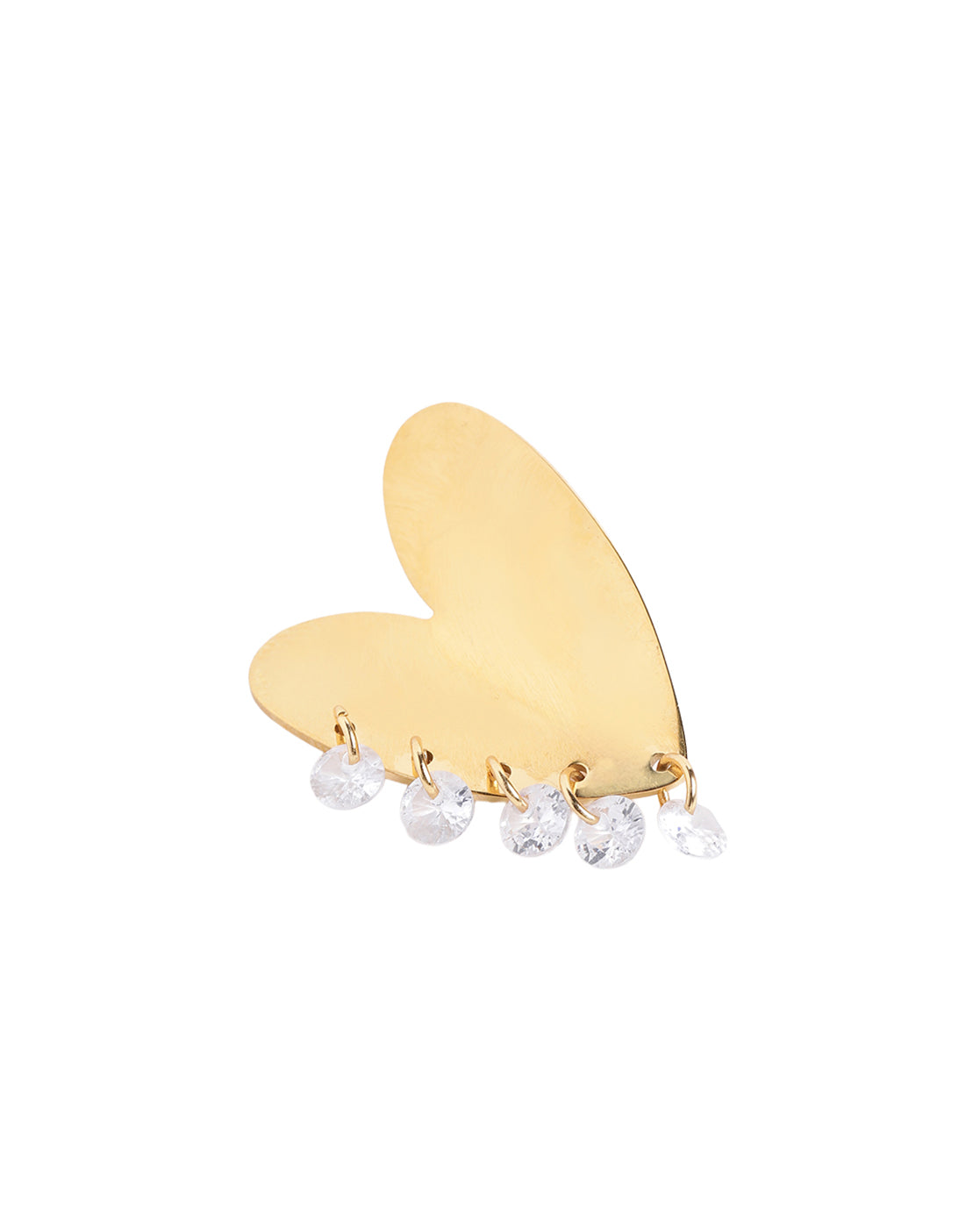 Premium Gold Plated Dangling Solitaires Contemporary Heart Bold Stud Earring