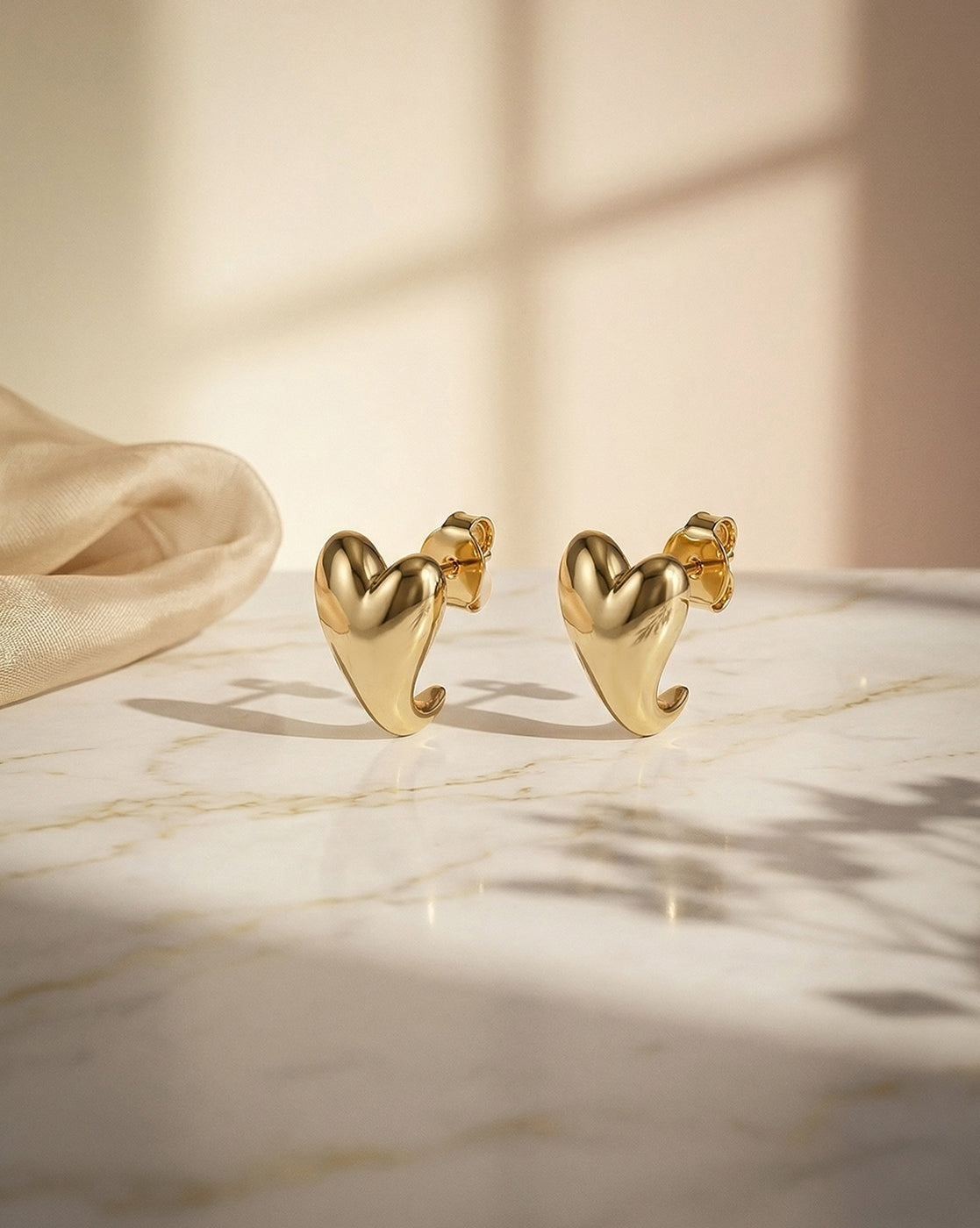 18kt Gold Plated Heart Half Hoop Earring