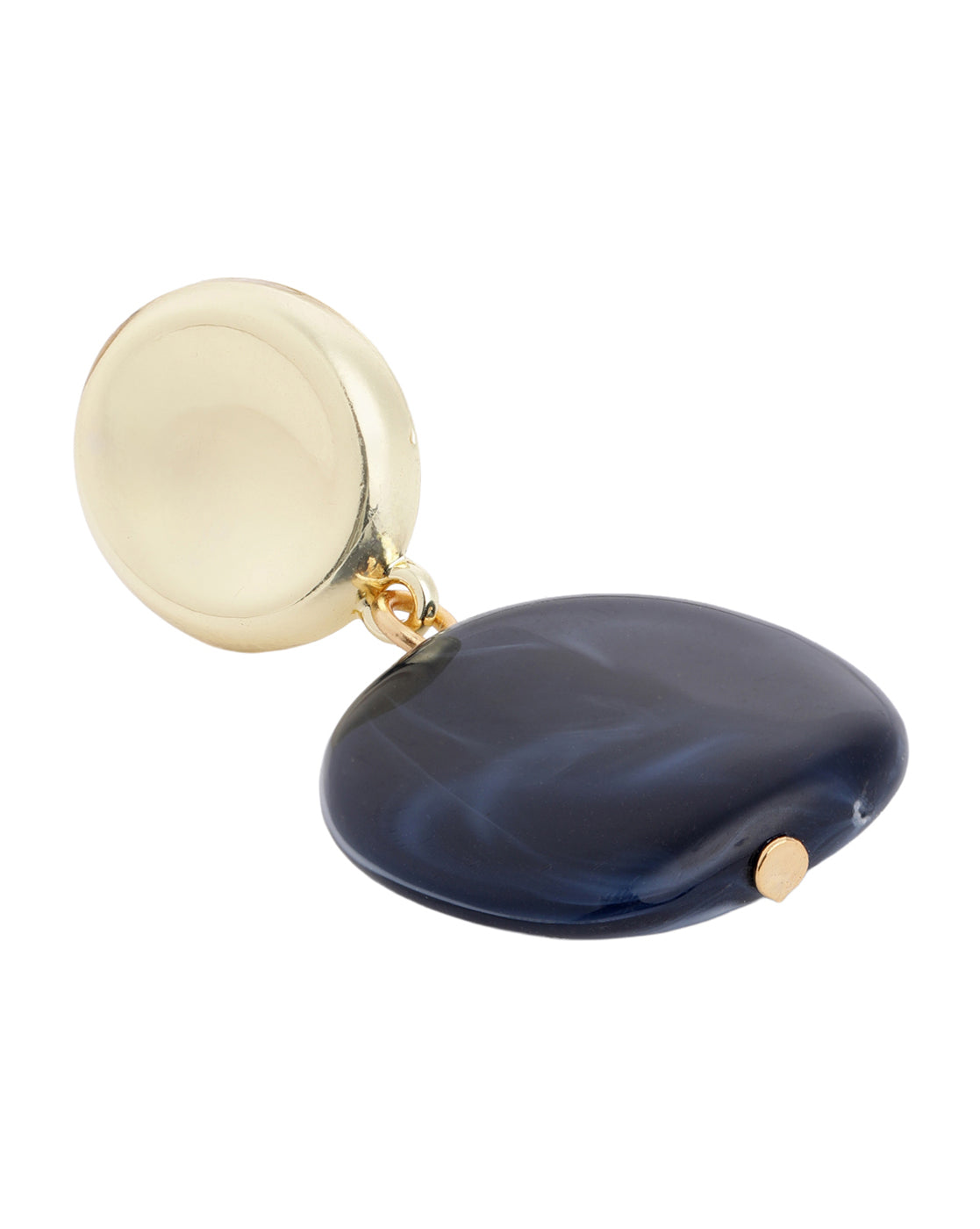 Gold Plated Navy Blue Stone Drop Earring