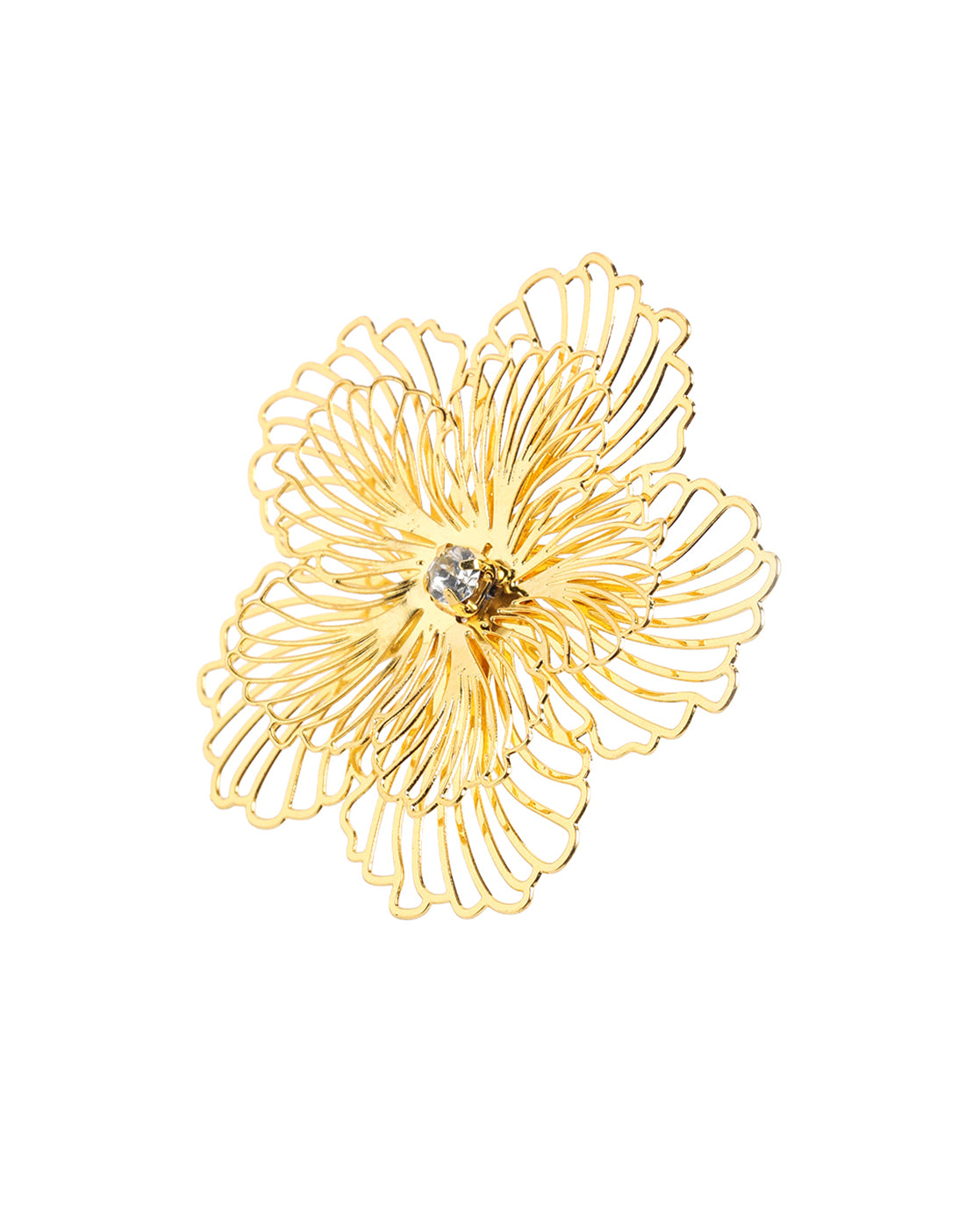 Gold Plated CZ Sparkle Filigree Floral Bold Stud Earring
