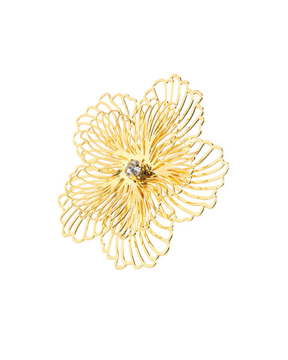 Gold Plated CZ Sparkle Filigree Floral Bold Stud Earring