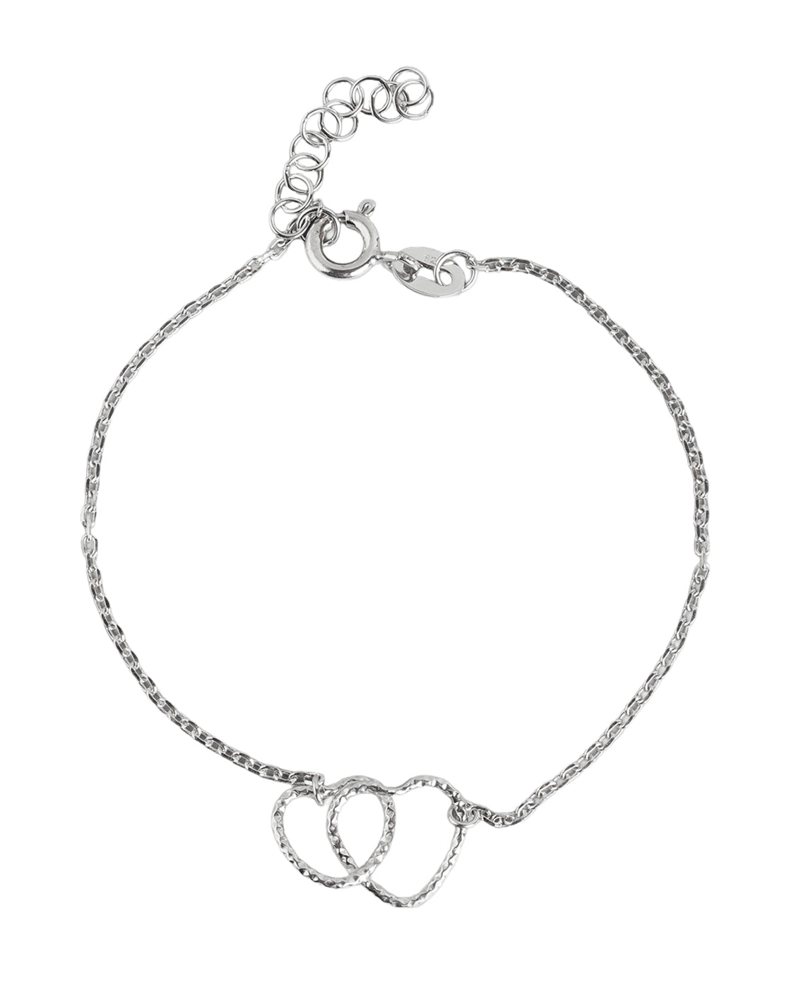 925 Sterling Silver Rhodium Plated Entangled Heart Charm Bracelet