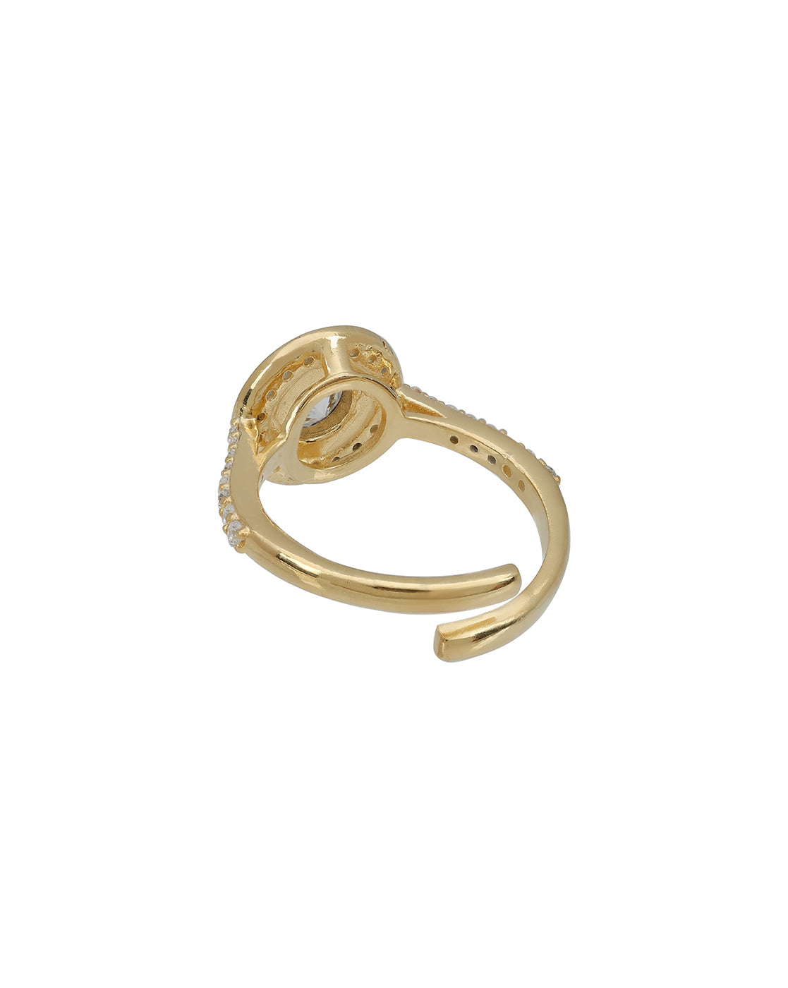 18Kt Gold-Plated CZ Halo Solitaire Adjustable Ring
