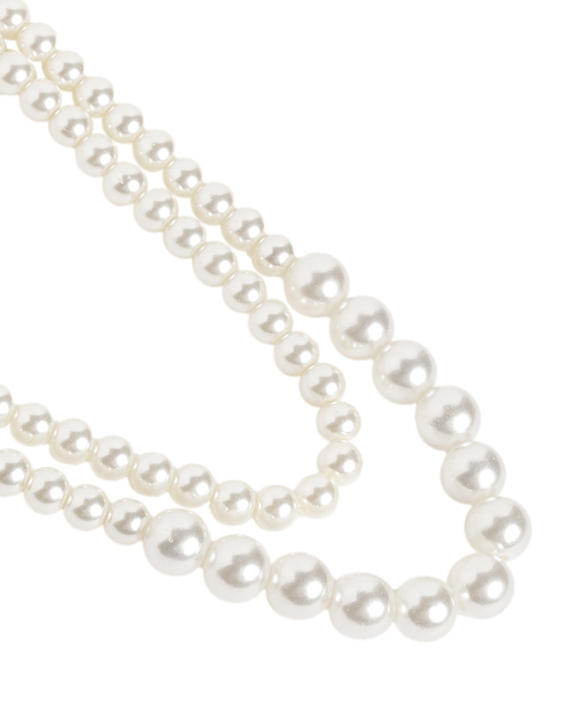 Gold Plated Double Strand Graduating Pearl Long Necklace with Earring Set