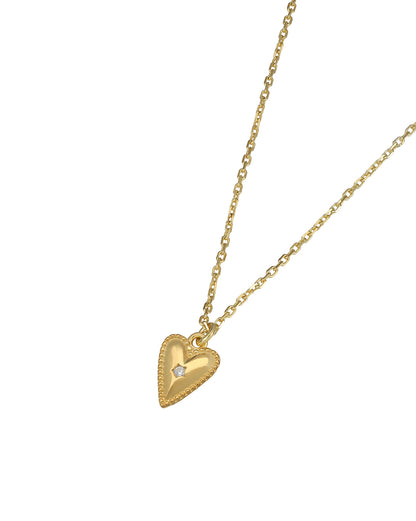 18kt Gold Plated Heart CZ Studded Pendant and Chain