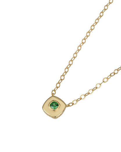 18kt Gold Plated Contemporary Cushion CZ Studded Hi-Polish Necklace