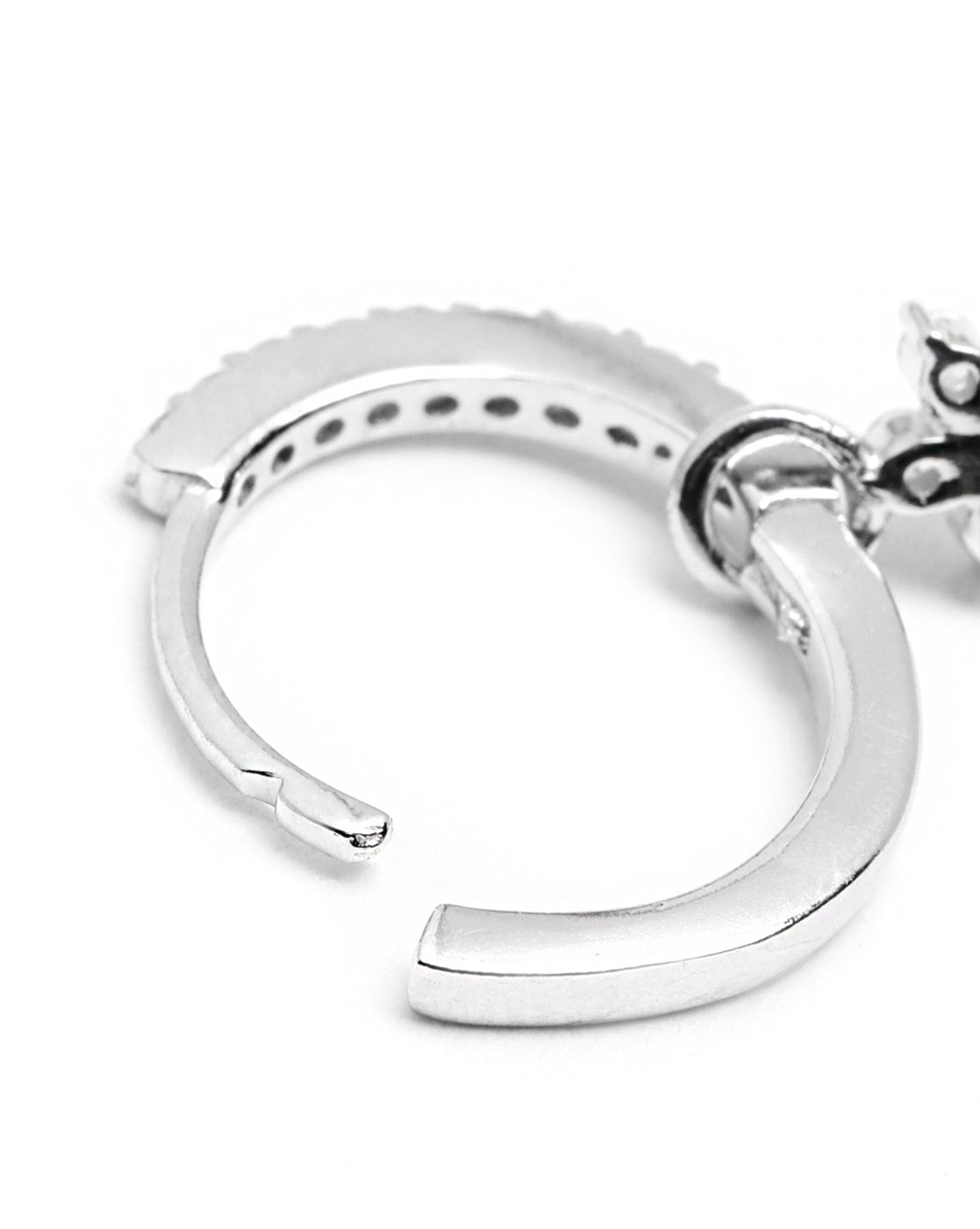 925 Sterling Silver Rhodium Plated Blue CZ Star Hoop Earring