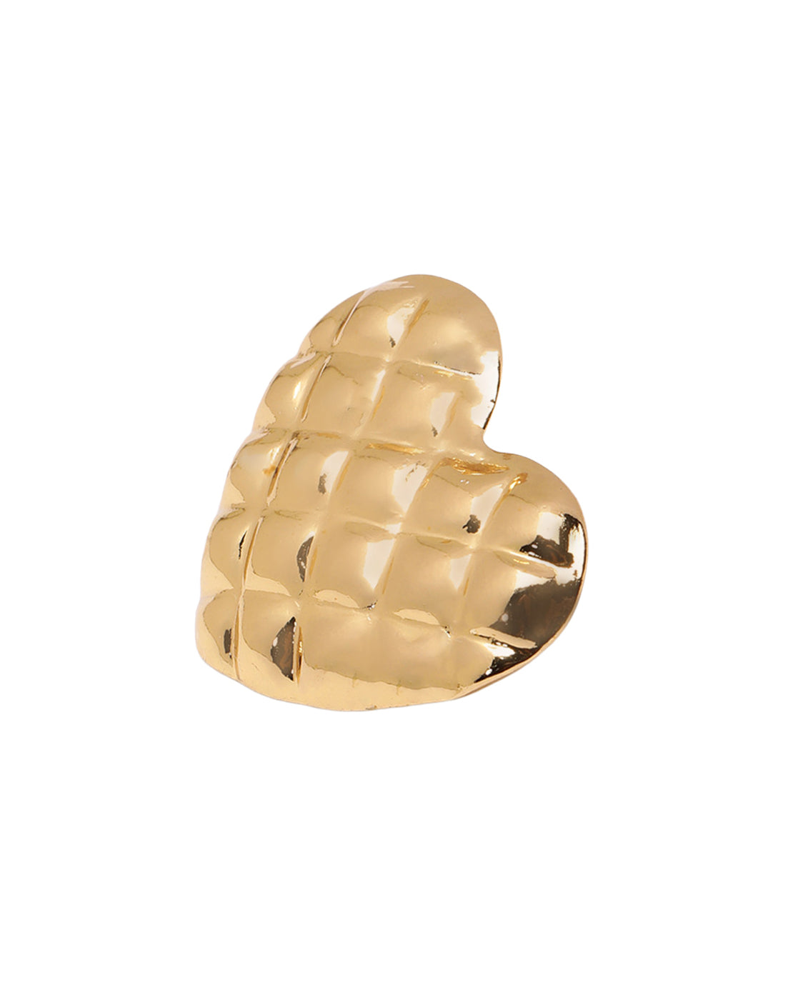 Gold Plated Quilted Bold Heart Stud Earring