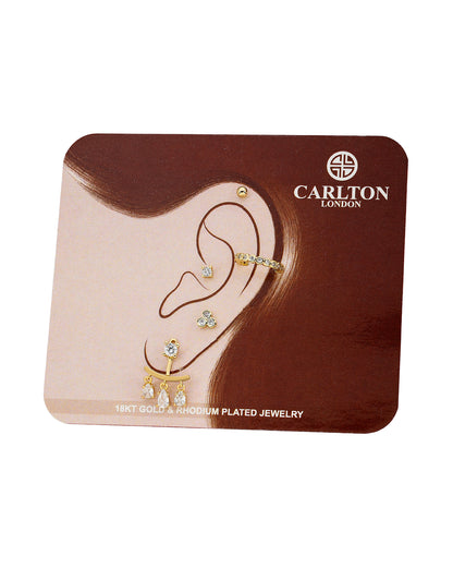 Gold Plated Designer Ear Cuff, Petite Stud &amp; Front-Back Earring Piercing Set