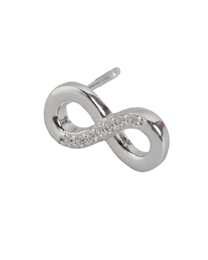 925 Sterling Silver Rhodium Plated CZ Infinity Petite Stud Earring