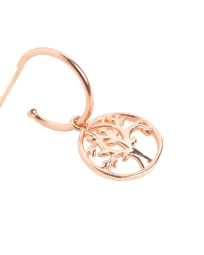 18kt Rose Gold Plated Tree of Life Half Hoop Earring