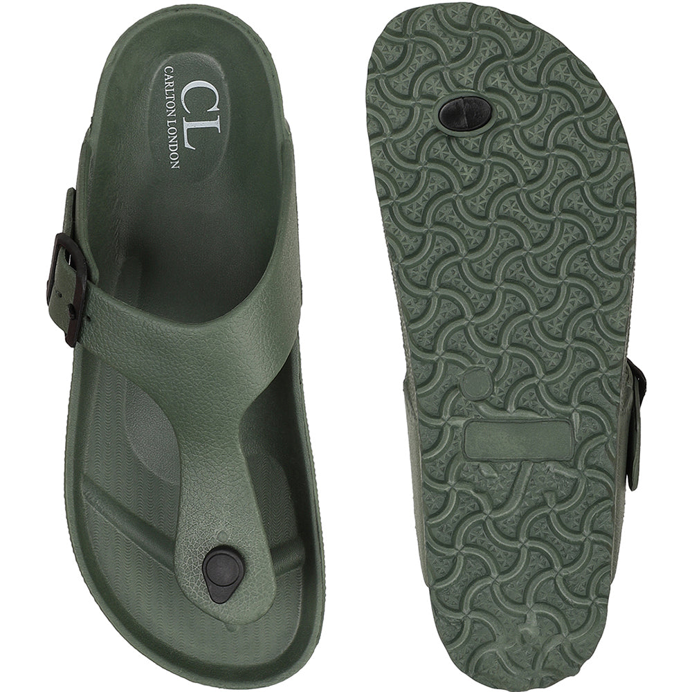 Men Solid Thong Slide with Adjustable Strap