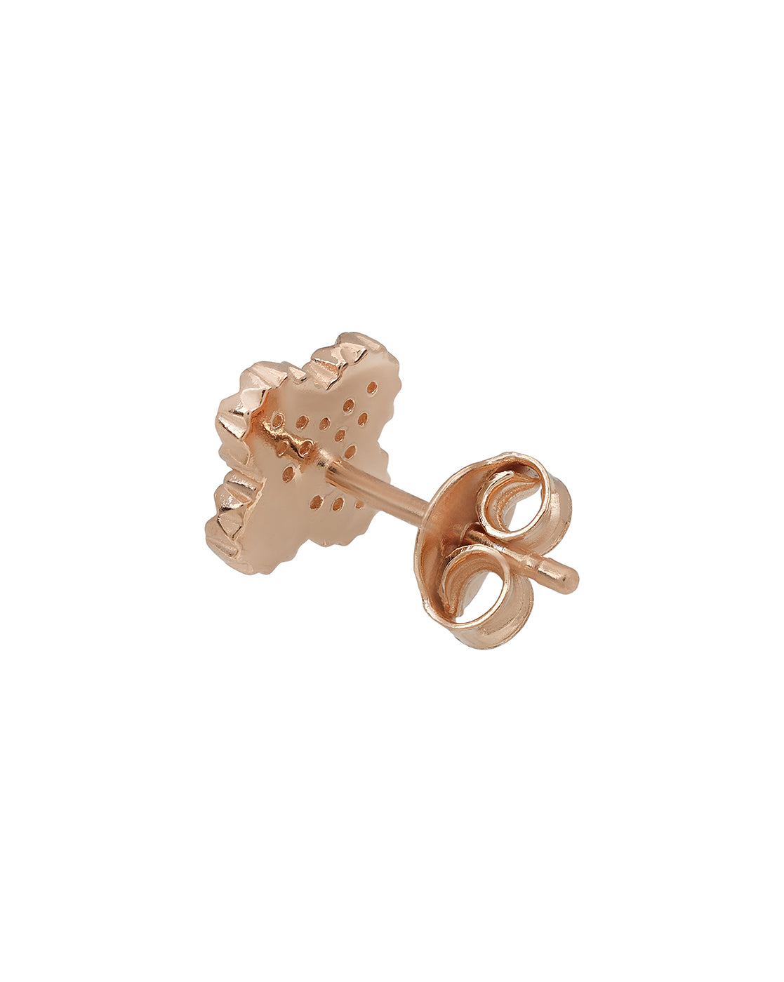 925 Sterling Silver with 18kt Rose Gold Plated CZ Four-Clover Dainty Stud Earring