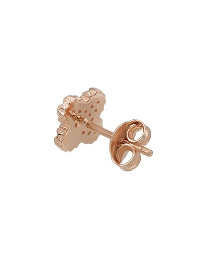 925 Sterling Silver with 18kt Rose Gold Plated CZ Four-Clover Dainty Stud Earring