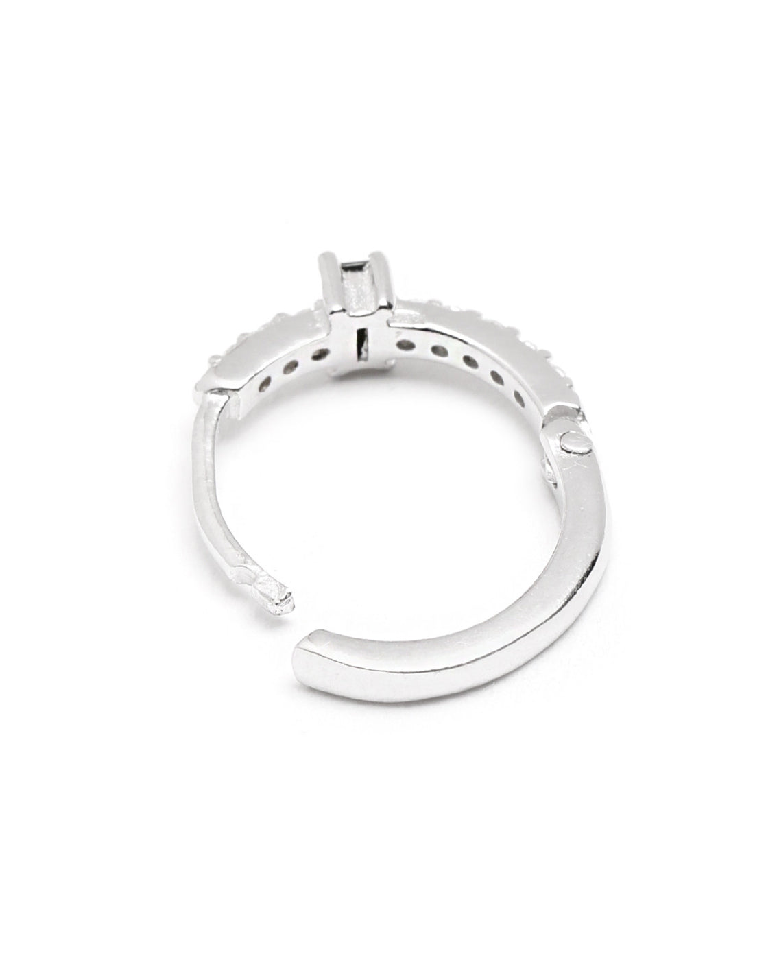 925 Sterling Silver Rhodium Plated Green CZ Hoop Earring