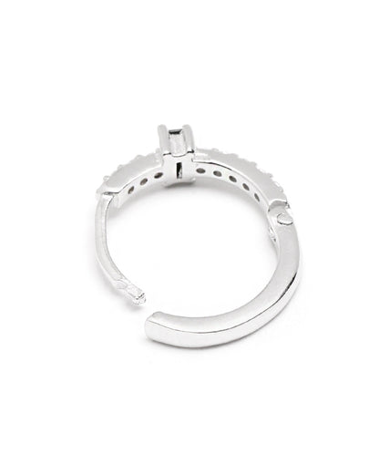 925 Sterling Silver Rhodium Plated Green CZ Hoop Earring