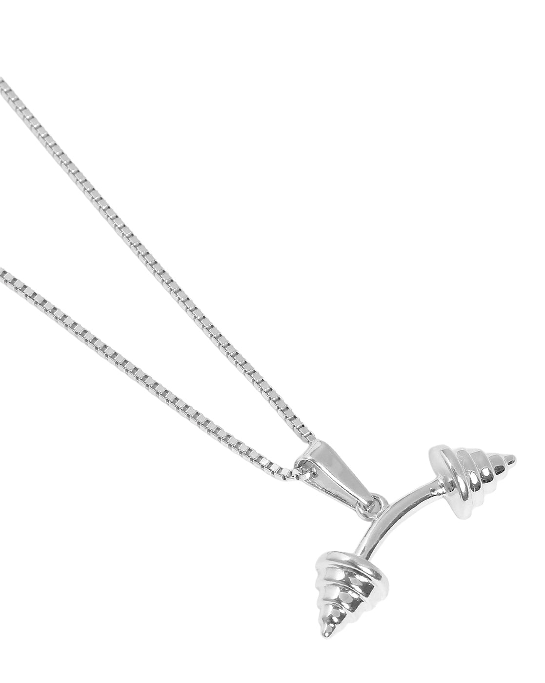 Men Rhodium Plated Dumbbell Pendant and Chain