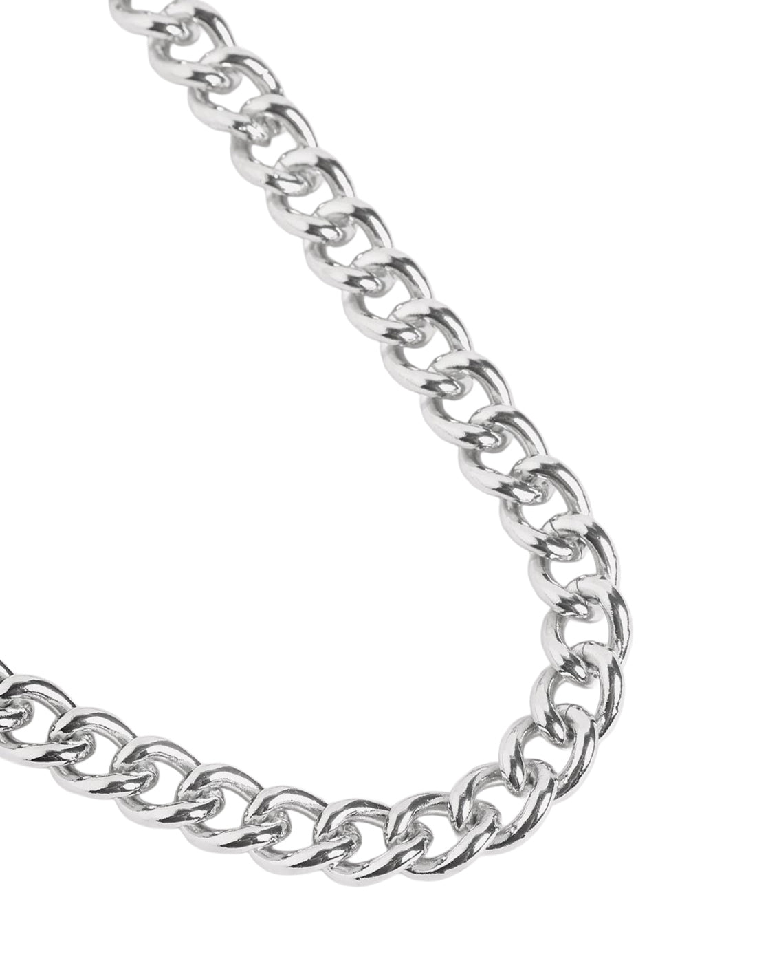 Men Silver Plated Cuban Link Chain Necklace
