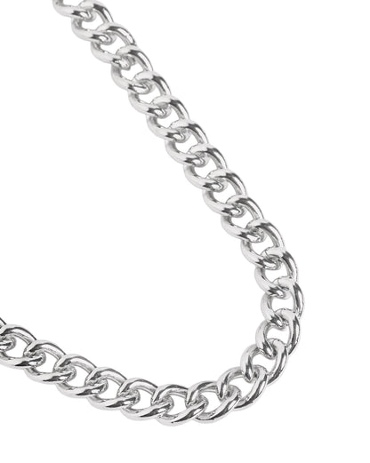 Men Silver Plated Cuban Link Chain Necklace