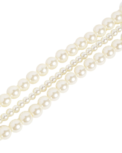 Gold-Plated Elegant Triple Layer Pearl Choker Set