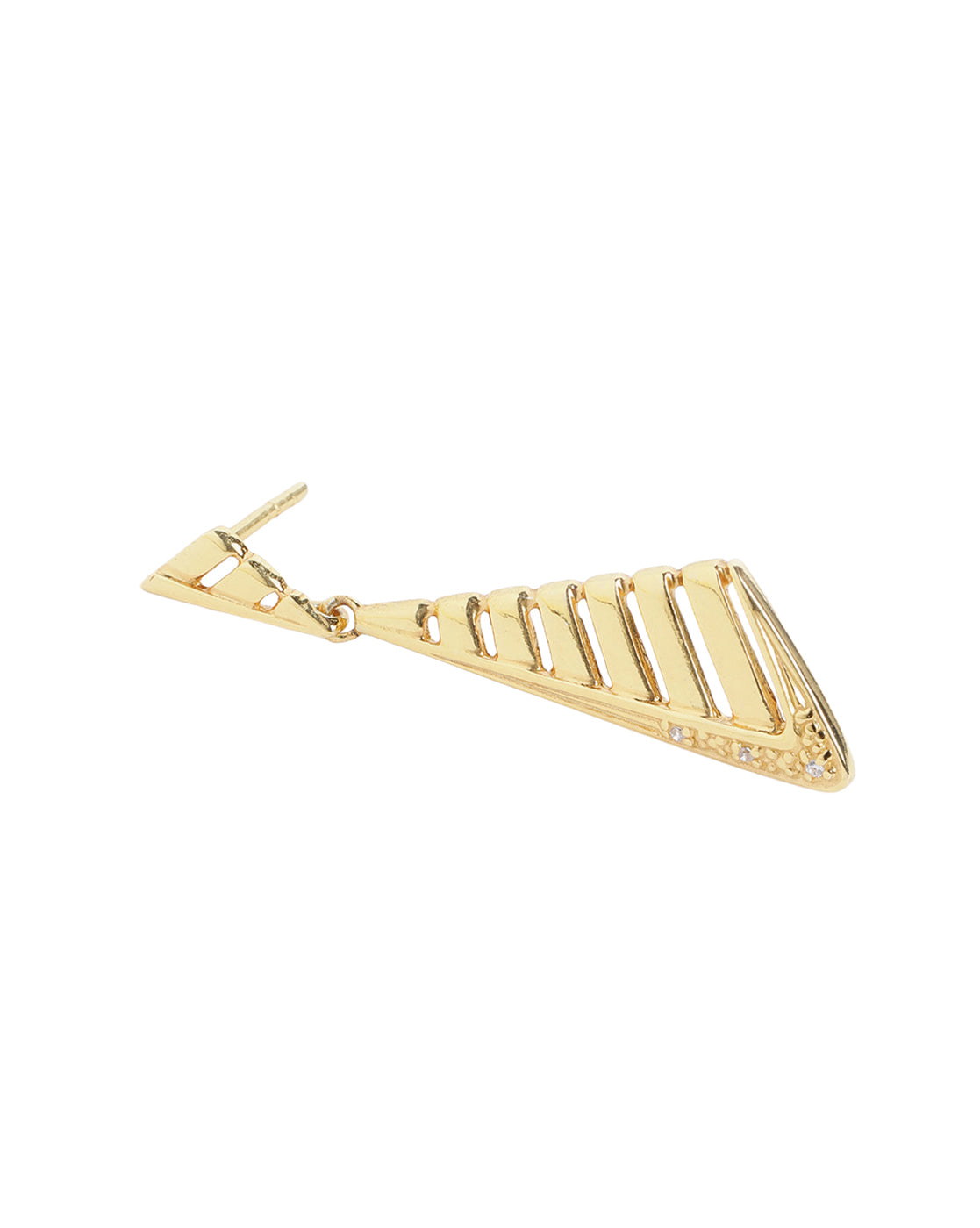 925 Sterling Silver 18kt Gold Plated CZ Triangular Drop Earring