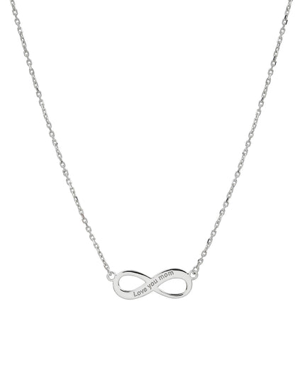 925 Sterling Silver Rhodium Plated Infinity “I Love You” Mom Necklace