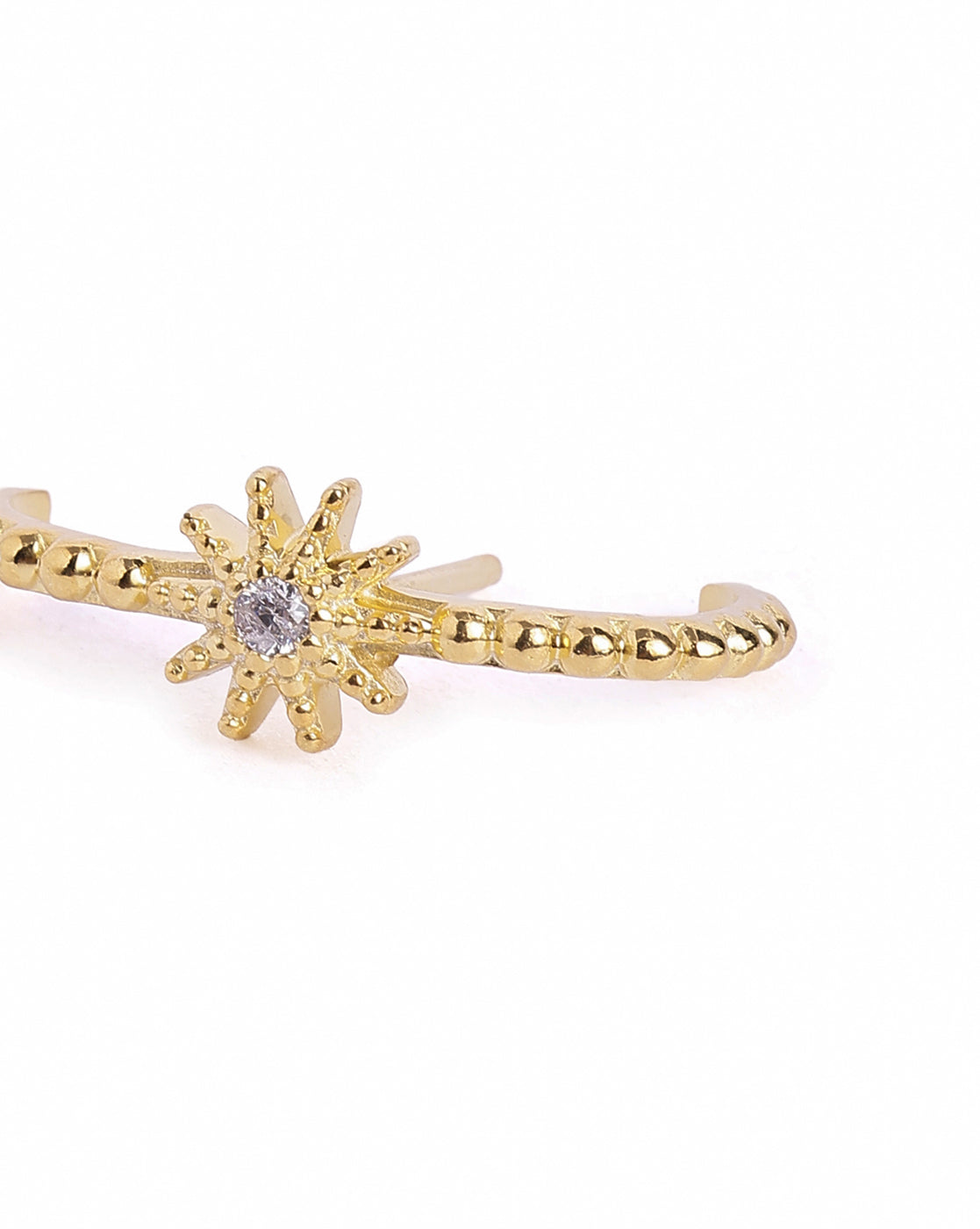 18kt Gold Plated CZ Sun Burst Ear Lobe Earring