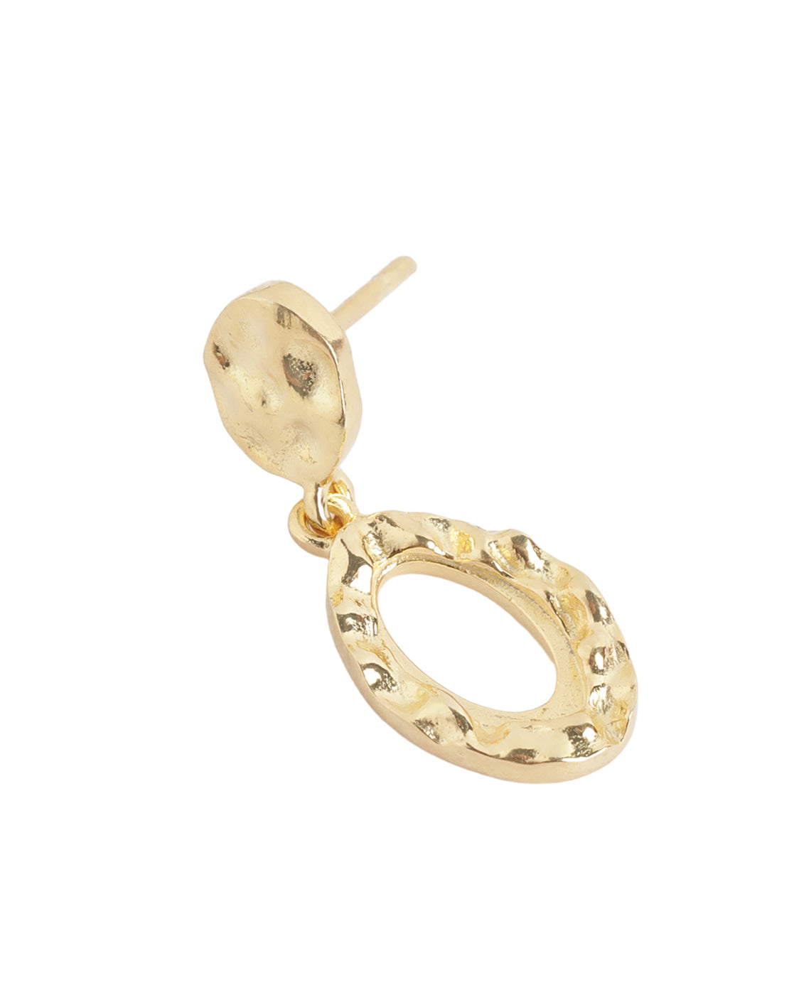 18KT Gold Plated Sculptured Oval Drop Earrings