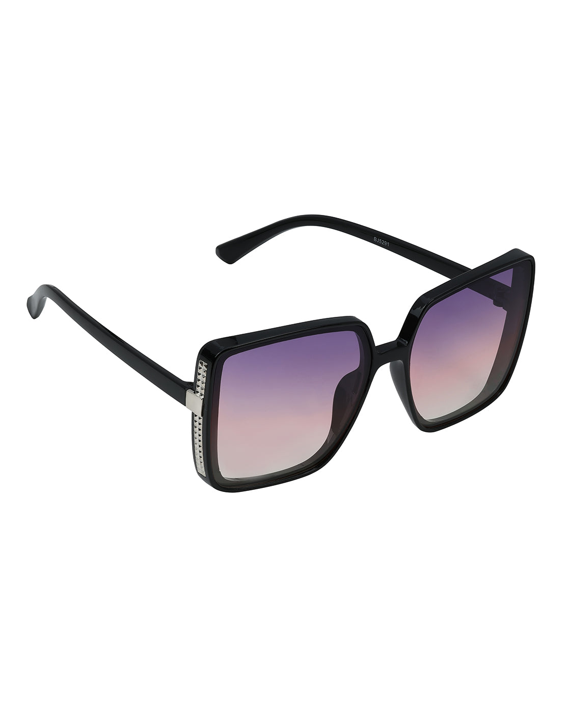 Women Black &amp; Silver Toned UV Protected Gradient Lens Oversized Sunglasses