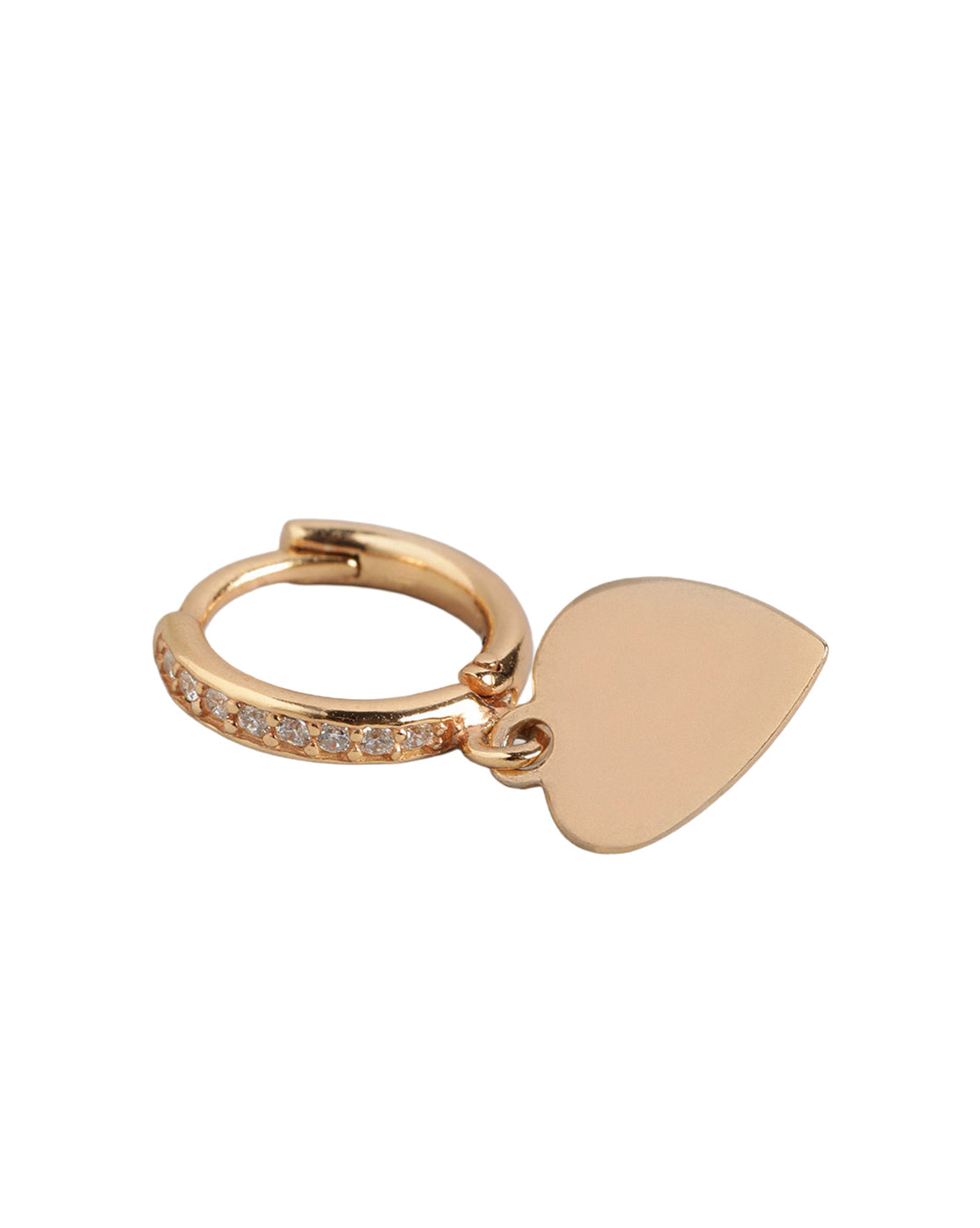 925 Sterling Silver 18kt Rose Gold Plated CZ Dangling Heart Hoop Earring