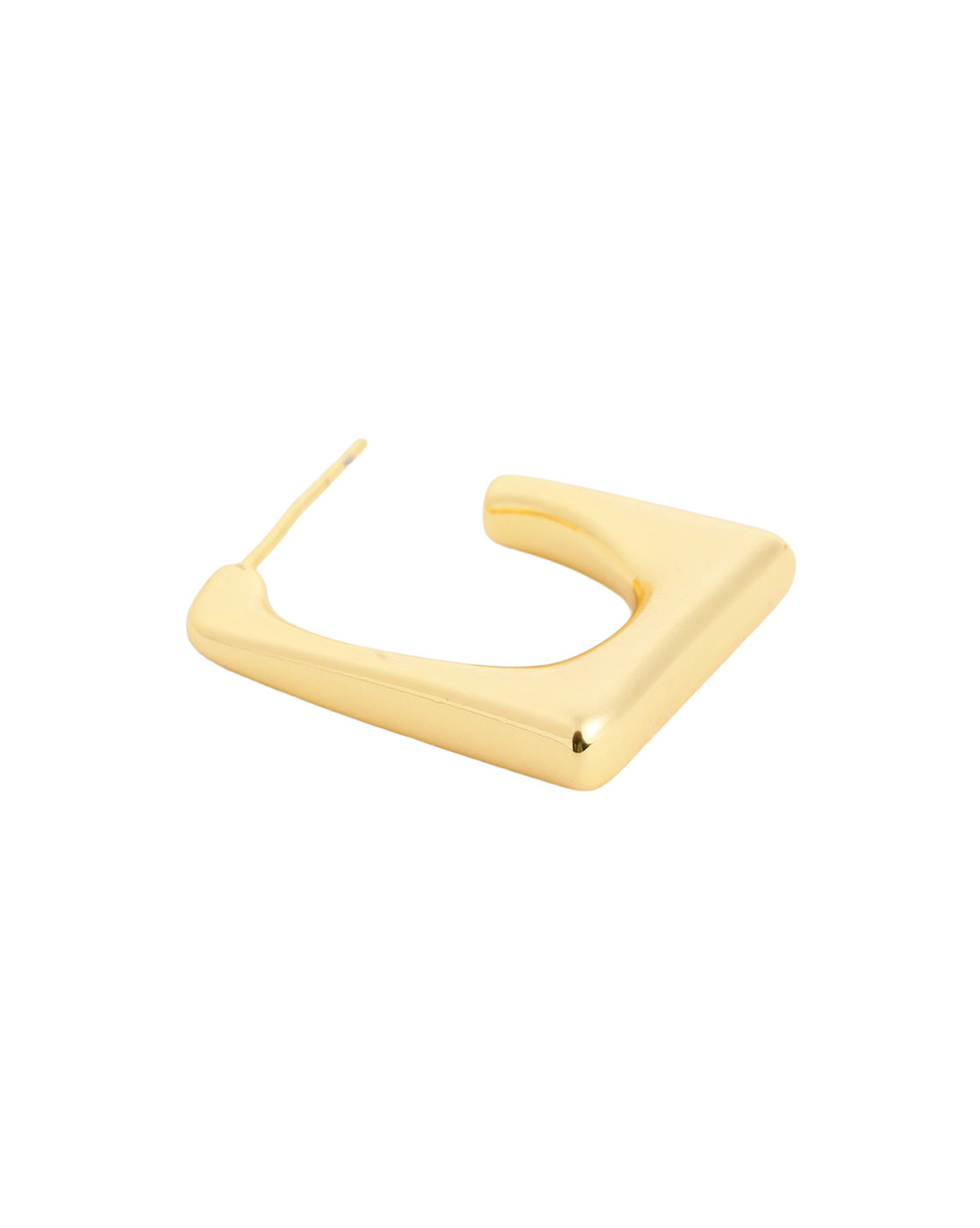 Gold Plated Designer Square Half Hoop Earring