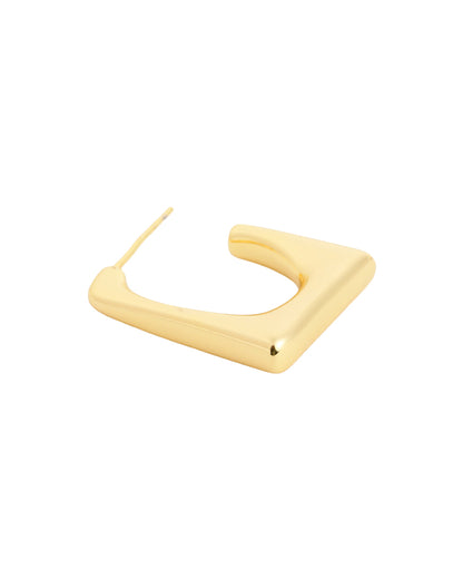Gold Plated Designer Square Half Hoop Earring