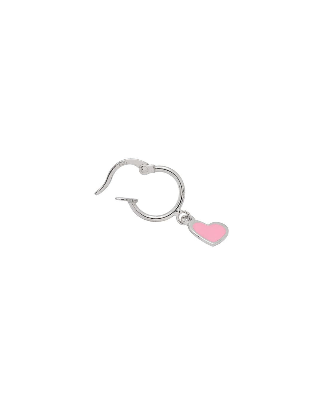 925 Sterling Silver Rhodium Plated Dangling Heart Enamel Hoop Earring
