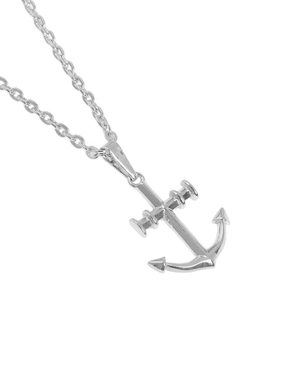 Rhodium Plated Classic Mariners Anchor Pendant for Men