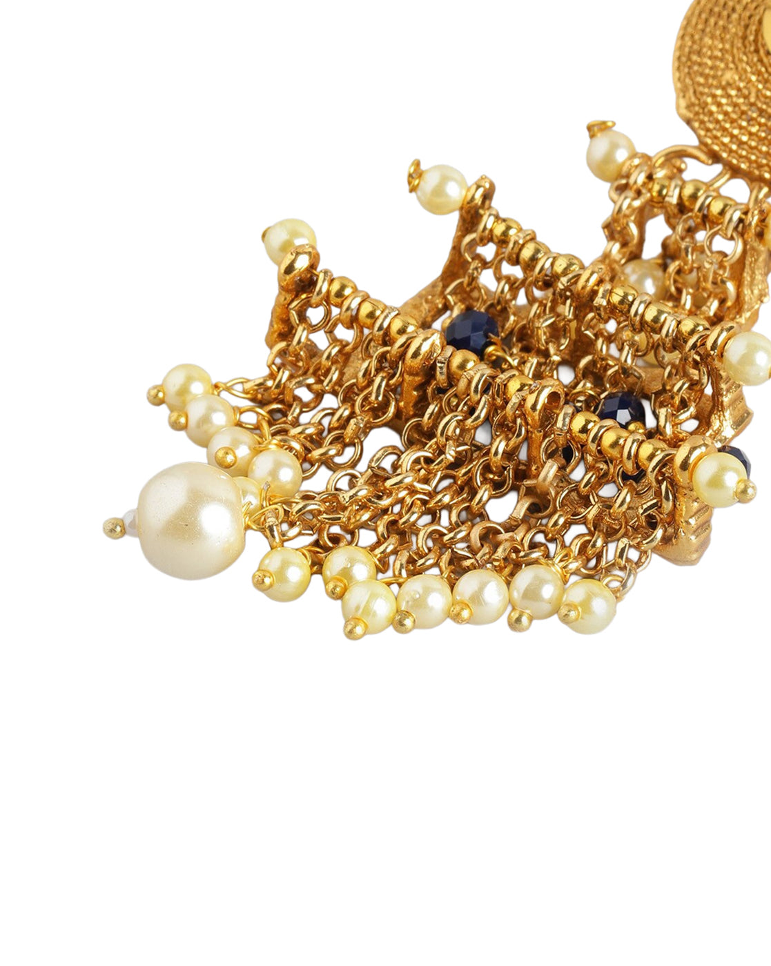 Gold Plated Layered Statement Jhumka Earrings with Pearl