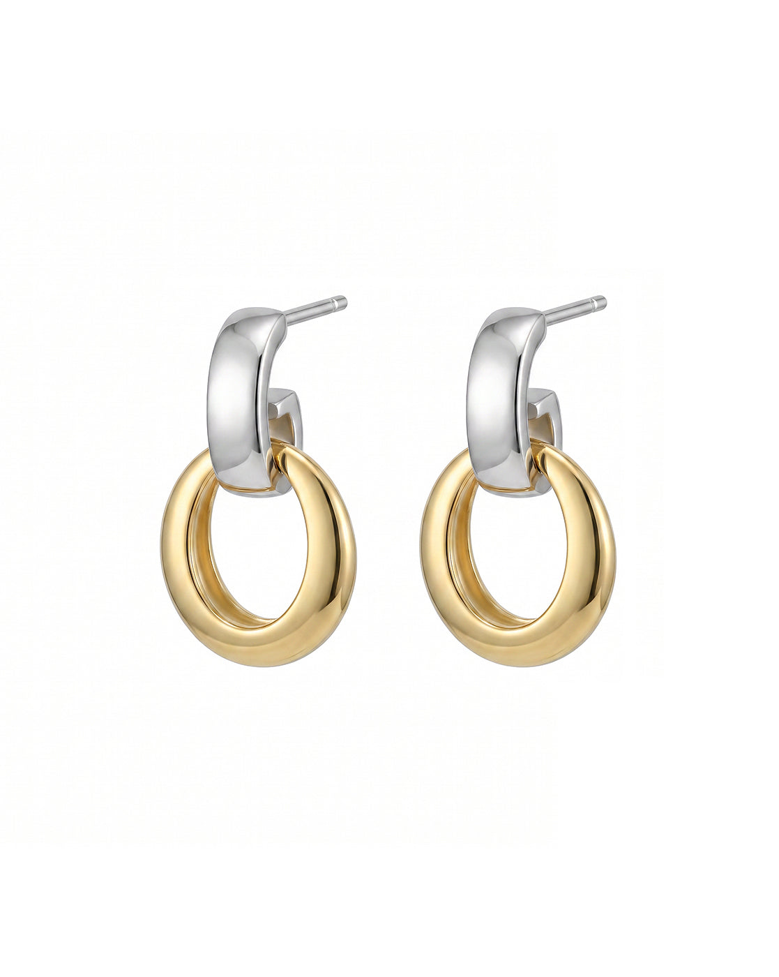 18kt Gold &amp; Rhodium Plated Interlinked Drop Earring