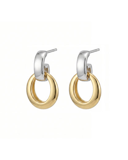 18kt Gold &amp; Rhodium Plated Interlinked Drop Earring